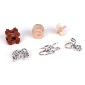Mensa Metalen & Houten IQ Puzzels 6-in-1